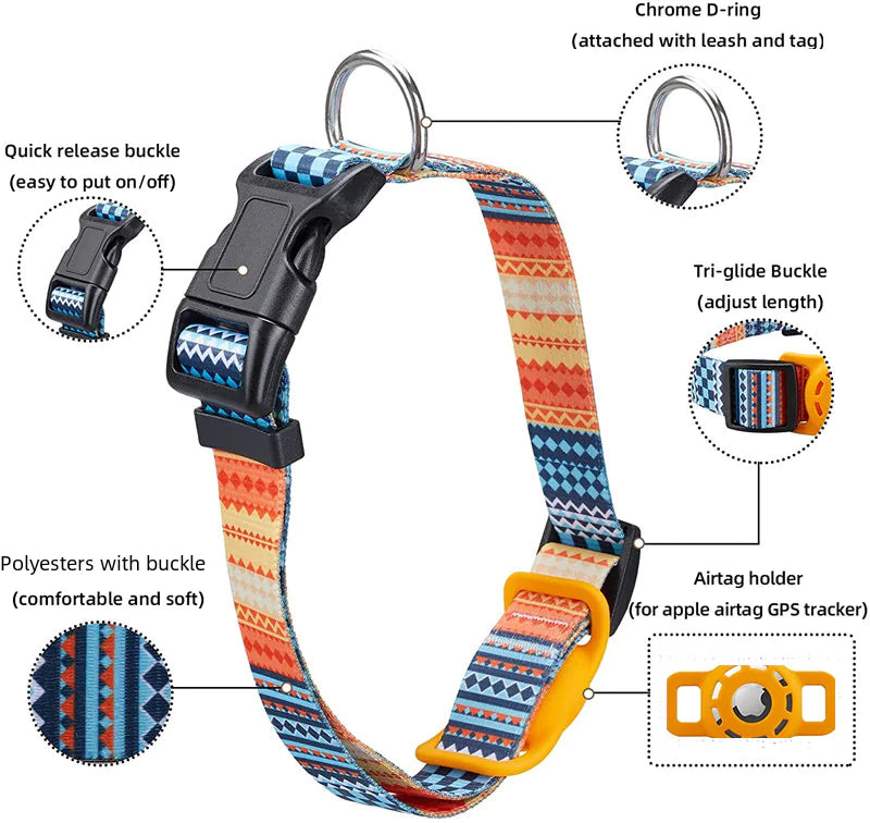 Airtag Tracking Collar for Dogs & Cats – Secure, Durable & Comfy (S–L)