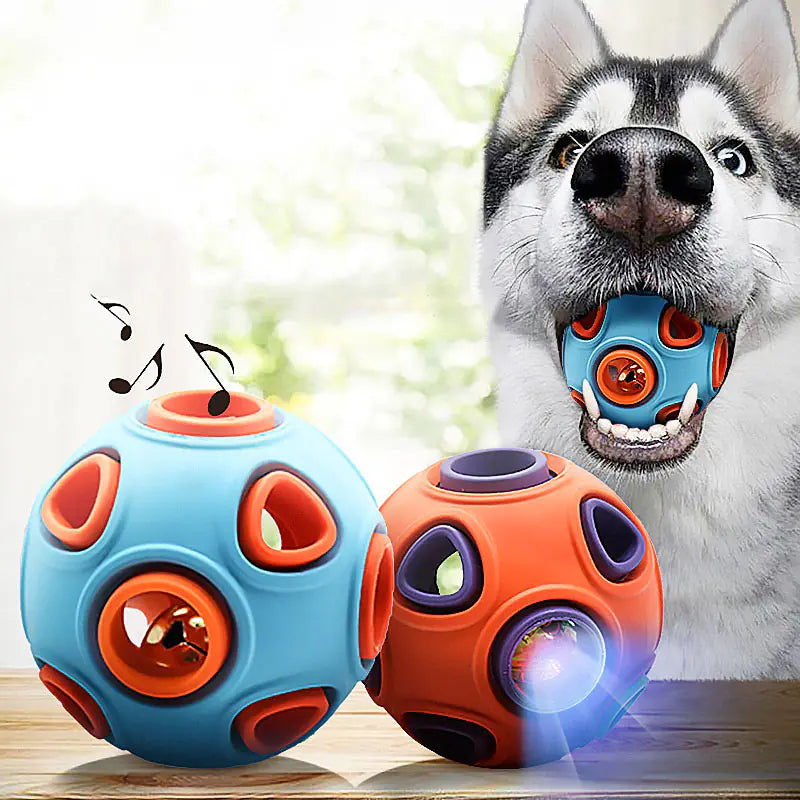 Durable Rubber Dog Toy – Sound Bell or Glowing Light Options