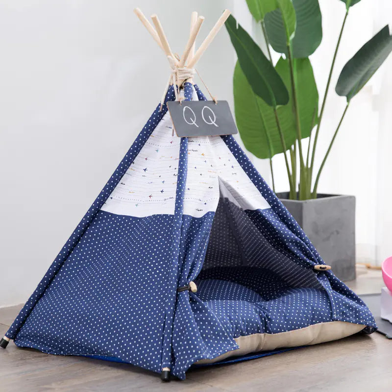 Cozy Pet Tent – Stylish Canvas Kennel with Cushion for Small & Medium Dogs