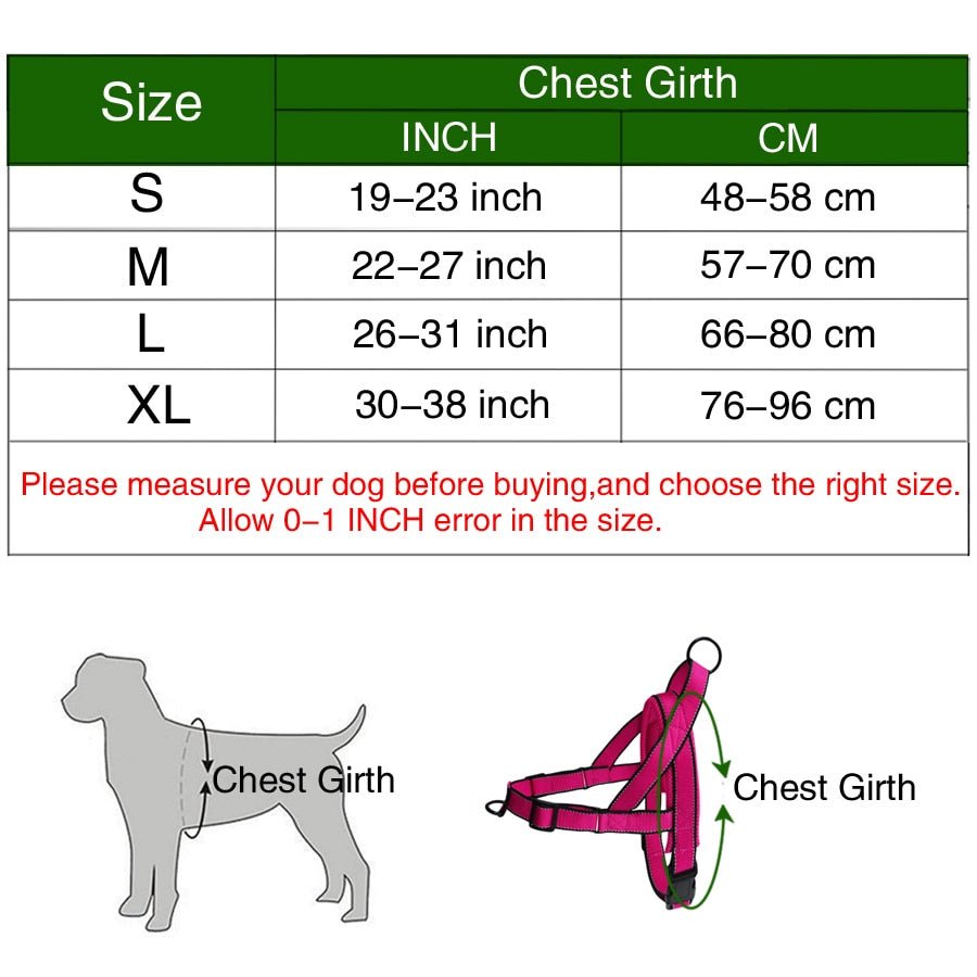 Adjustable Dog Harness Size Chart - Pawtopia